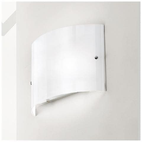 Plafoniera Michela Piccola 32x21cm Bianco Lucido 2xe27, Vetro Curvo Con Base Cromata, Ip20, Max 2x42w, Lampada Da Soffitto Elegante - Foto 1