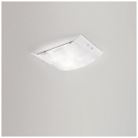 Plafoniera Michela Piccola 32x21cm Bianco Lucido 2xe27, Vetro Curvo Con Base Cromata, Ip20, Max 2x42w, Lampada Da Soffitto Elegante - Foto 3