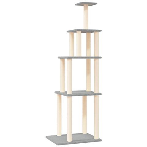 Albero Per Gatti Con Tiragraffi In Sisal Grigio Chiaro 183 Cm - Foto 1
