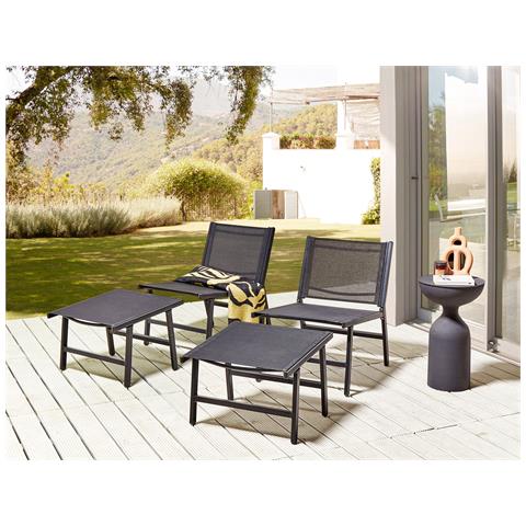Set Di 2 Sedie Da Giardino Con Poggiapiedi Nero Marceddi - Foto 1