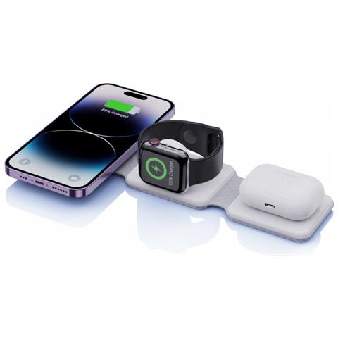 Base Ricarica Pieghevole 3 In 1 Compat. Caricatore A Induzione /magsafe, Bianco - Foto 2
