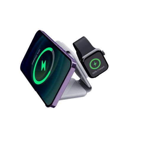 Base Ricarica Pieghevole 3 In 1 Compat. Caricatore A Induzione /magsafe, Bianco - Foto 4