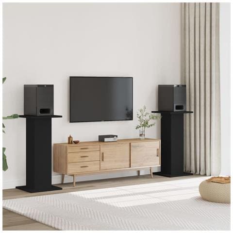 Supporti Altoparlanti 2 Pz Neri 30x30x95cm In Legno Multistrato - Foto 1