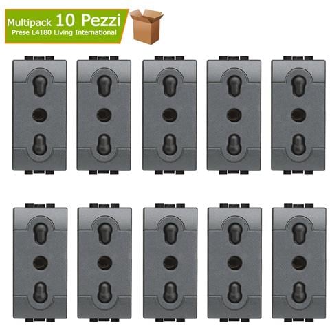 Multipack 10 Prese Living International Bipasso Bivalente L4180 2p+t 10/16a 250 Volt - Foto 1