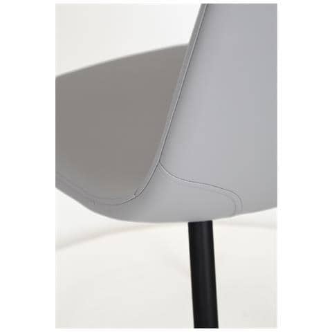 Set 4 Sedie Sala Da Pranzo Nuvola Gambe In Acciaio Nero Opaco, Finta Pelle Grigio Chiaro - Foto 7