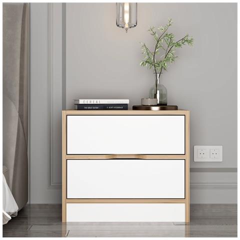 Molde Comodino Legno E Bianco Con 2 Cassetti - Foto 1