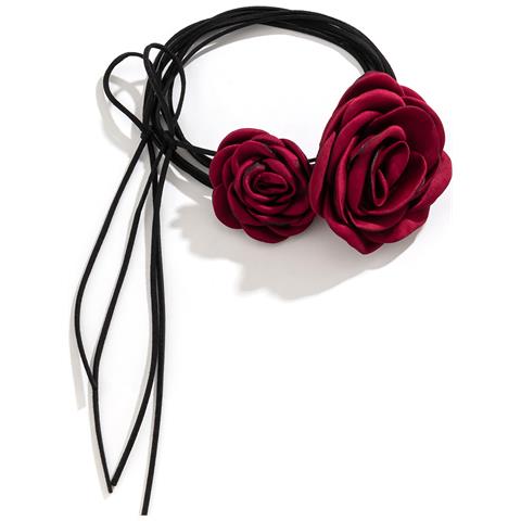 Collana Con Girocollo Rosa, Collana Con Colletto Rosa In Velluto Da Donna Darkred - Foto 1