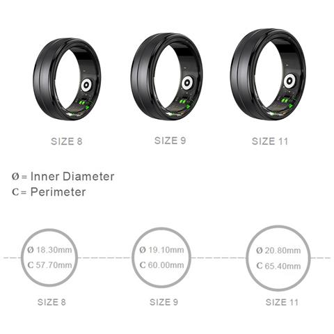 Anello Intelligente Smart Ring Orbyt Taglia 11 (20.8 mm) Fitness Tracker con Custodia di Ricarica Impermeabile Colore Nero - Foto 8