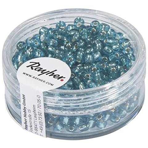 Rayher - 16 Grammi - Perline In Vetro Rotonde Con Foro Argentato Ø2,6mm - Colore Turchese - Foto 1
