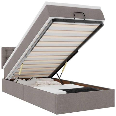 Pouf Letto Con Materasso E Led Tortora 90x200 Cm In Tessuto - Foto 2