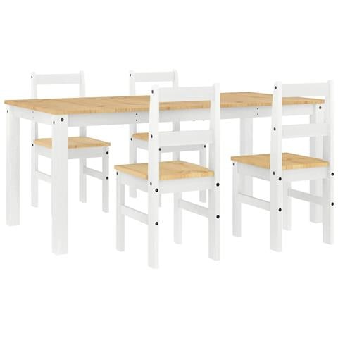 Set Da Pranzo 5 Pz Panama Bianco In Legno Massello Di Pino - Foto 2