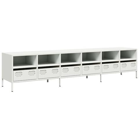 Mobile Tv Bianco 202x39x43,5 Cm In Acciaio Laminato A Freddo - Foto 2