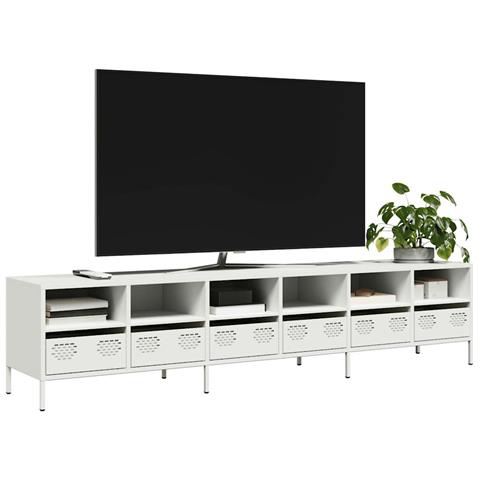 Mobile Tv Bianco 202x39x43,5 Cm In Acciaio Laminato A Freddo - Foto 1