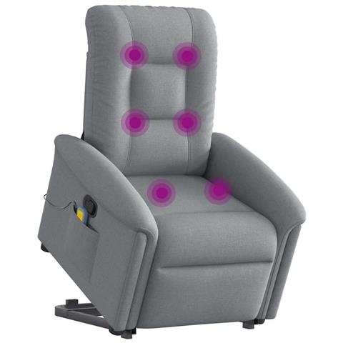 Poltrona Alzapersona Massaggi Reclinabile Grigio Chiaro Tessuto - Foto 1