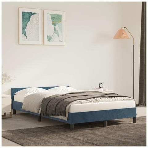 Giroletto Senza Materasso Blu Scuro 120x190 Cm Velluto - Foto 1