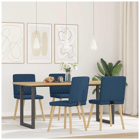Sedie Da Pranzo 4 Pz Blu In Tessuto - Foto 2