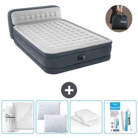 Set Materassino Gonfiabile - 236x152x86 Cm - Grigio - Include Accessori Coordinati Cb15 - Foto 1