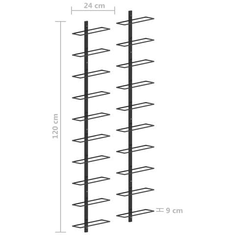 Portavini Da Parete Per 20 Bottiglie 2 Pz Nero In Metallo - Foto 6