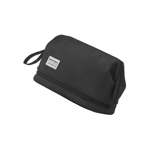Borsa Da Toilette Da Viaggio - Organizer Per Cosmetici In Tessuto Oxford Black - Foto 2