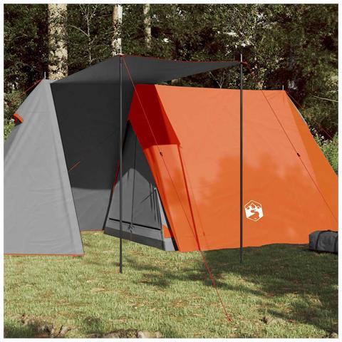 Tenda da Campeggio 3 Persone Grigio e Arancione Impermeabile - Foto 1