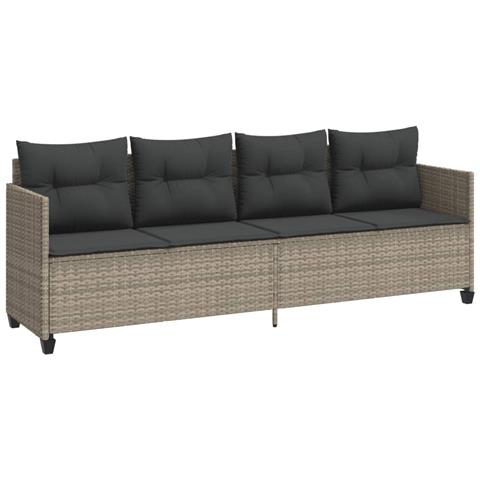 Lettino Prendisole con Cuscini Grigio Chiaro in Polyrattan - Foto 1