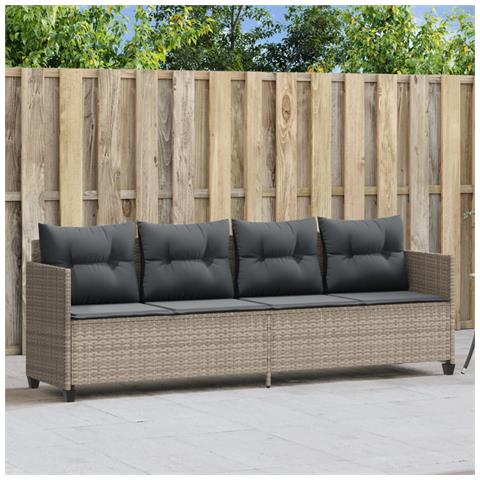 Lettino Prendisole con Cuscini Grigio Chiaro in Polyrattan - Foto 2