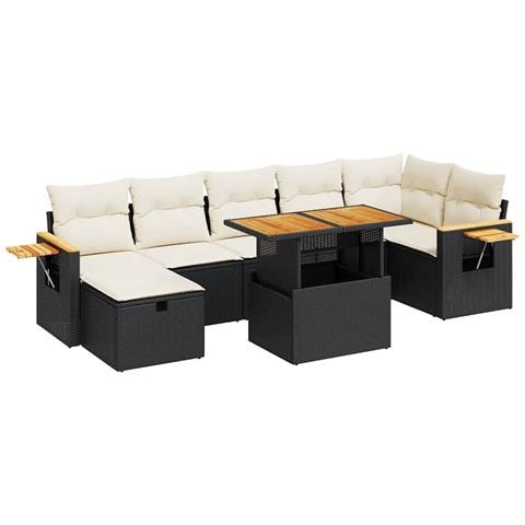 Set Divani da Giardino 5 pz con Cuscini in Polyrattan Nero - Foto 1