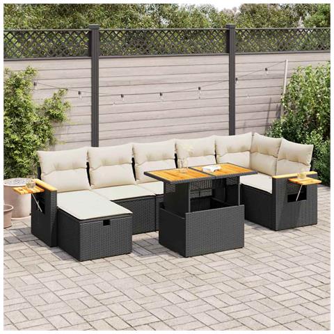 Set Divani da Giardino 5 pz con Cuscini in Polyrattan Nero - Foto 2