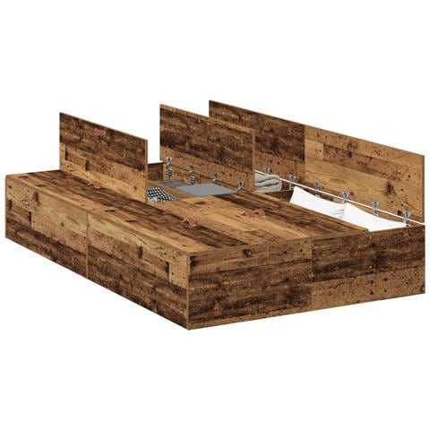 Struttura Letto con Contenitore in Legno Invecchiato 120x190 cm - Foto 1