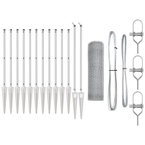 Recinzione Esagonale 0.6x25 m Acciaio Zincato, Paletti per recinzione  con 13 picchetti Ø32 mm 80 cm Acciaio Zincato - Foto 1