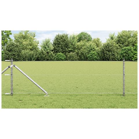 Recinzione Esagonale 0.6x25 m Acciaio Zincato, Paletti per recinzione  con 13 picchetti Ø32 mm 80 cm Acciaio Zincato - Foto 2