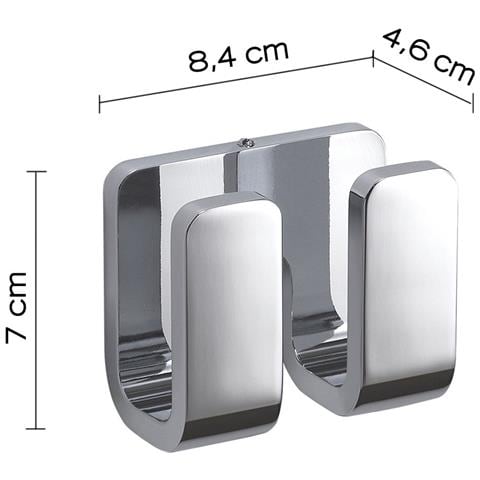 Appendiabiti Doppio Da Muro In Ottone, Acciaio Inox E Cromall 3228 Serie Outline Cromato - Foto 2