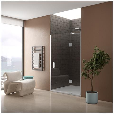 Box Doccia 80 Cm Anta Singola Ad Un Battente Per Nicchia H200 Cm Cristallo Anticalcare Trasparente 6mm Stella Cromato - Foto 1