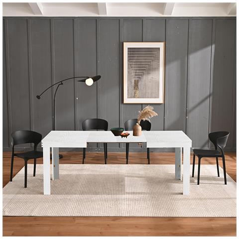 Tavolo Da Pranzo Cucina Allungabile Fino A 6 Posti 120-200cm Bianco Frassinato - Foto 5
