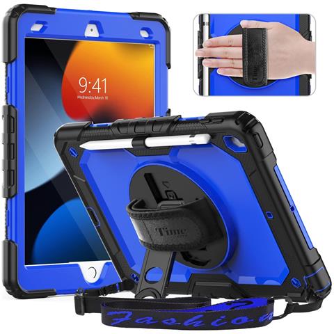 Custodia Per Ipad 9/8/7 10.2” Con Supporto E Tracolla Blu - Foto 1