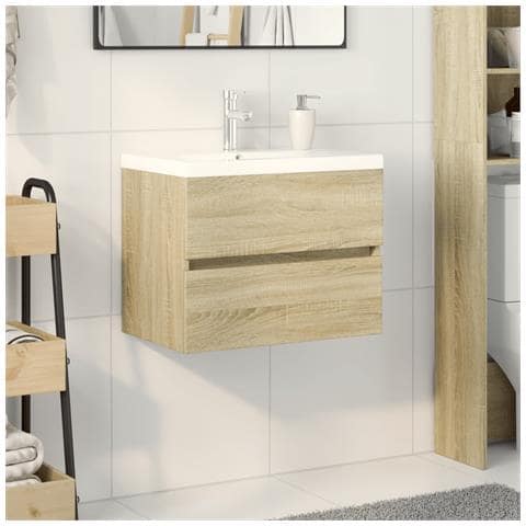 Set Mobili da Bagno 2 pz in Ceramica e Legno Multistrato - Foto 2