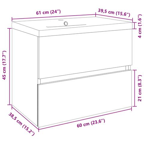 Set Mobili da Bagno 2 pz in Ceramica e Legno Multistrato - Foto 9