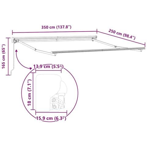 Tenda Retrattile Arancione e bianco 350x250 cm Tessuto - Foto 7
