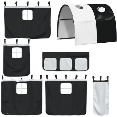 Letto a Castello senza Materasso Bianco e Nero 90x190cm in Pino - Foto 9