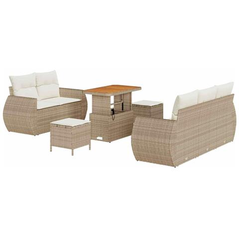 Set Divano da Giardino 8 pcs beige e panna 90 x 55 x 71 cm - Foto 1