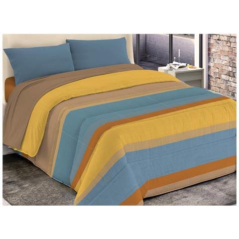 Trapunta Piumone Invernale Imbottita 300gr Microfibra Diadema Rigate 2 Piazze D7 Giallo - Foto 1