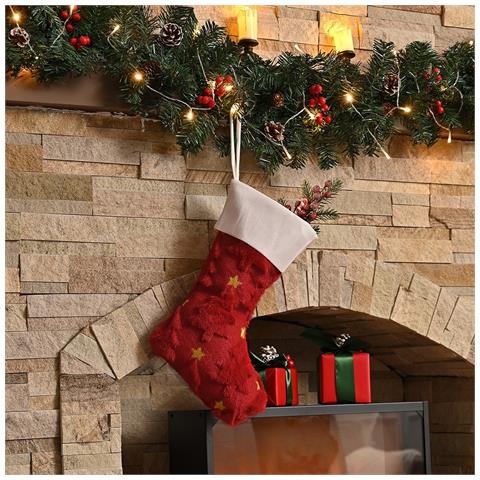 Calza Di Natale Stella Rossa - Decorazione Festiva Per Le Feste - Foto 1