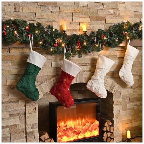 Calza Di Natale Stella Rossa - Decorazione Festiva Per Le Feste - Foto 2