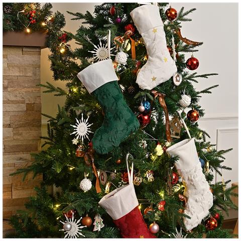 Calza Di Natale Stella Rossa - Decorazione Festiva Per Le Feste - Foto 5