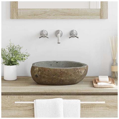 Lavabo Grigio chiaro (30-37) x (25-30) x 12 cm Pietra di Fiume - Foto 2