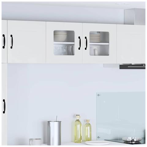 Pensile cucina Bianco Lucido 80 x 31 x 40 cm Legno multistrato - Foto 2