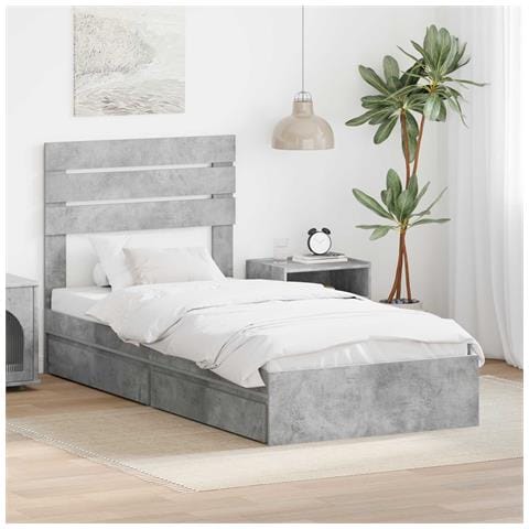 Letto con Contenitore con testiera Grigio cemento 75 x 190 cm - Foto 2