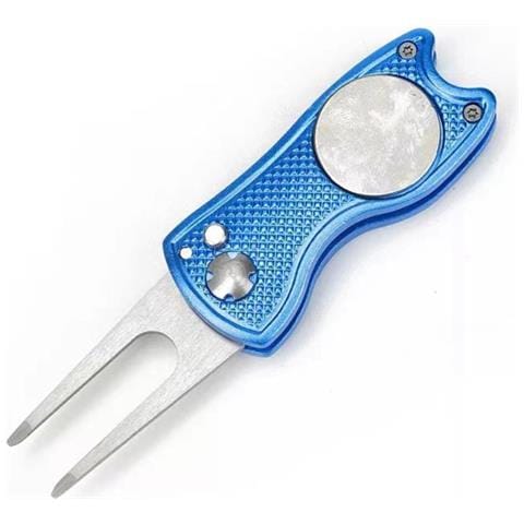 Ripara Divot Pieghevole Per Golf - Forchetta Verde In Alluminio E Acciaio Inossidabile Blue - Foto 1