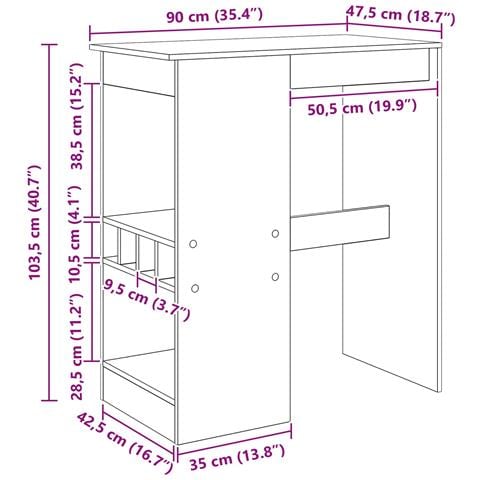 Tavolo da bar con lo scaffale Rovere Nero 90 x 47.5 x 103.5 cm - Foto 9
