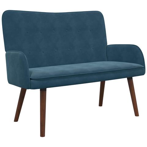 Sofa a Due Posti Blu 115 x 61 x 87 cm Velluto - Foto 1